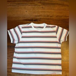 LL Bean Women's  M Reg T-Shirt Crewneck Short-Sleeve Striped 100% Cotton Cropped